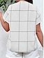 billige T-shirts til kvinde-Dame T-shirt Ternet Trykt mønster Daglig Weekend Mode Kortærmet V-hals Hvid Sommer