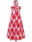 Χαμηλού Κόστους Print Φορέματα-Γυναικεία Καθημερινό φόρεμα Φόρεμα ριχτό από τη μέση και κάτω Φόρεμα σε γραμμή Α Φλοράλ Φύλλο Εξώπλατο Στάμπα Λαιμός Μακρύ Φόρεμα Μάξι Φόρεμα Στυλάτο Καθημερινό Καθημερινά Ημερομηνία Αμάνικο Καλοκαίρι