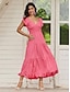 ieftine rochii simple-Pentru femei Rochie casual Rochie Maxi Buton Elegant Sexy În V Fără manșon Roz Îmbujorat Culoare
