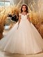 billige Blomsterpikekjoler-Ballett Kjole Kne Lengde Blomsterjentekjole Quinceanera Frozen Elsa Jenter Søt Prom Kjole Tulle med Rynket Royal Stil Tutu Fit 3-16 År