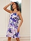 Χαμηλού Κόστους Casual Φορέματα-Γυναικεία Φλοράλ Στάμπα Τιράντες Μίνι φόρεμα Καθημερινό Αμάνικο Καλοκαίρι
