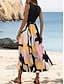 Χαμηλού Κόστους Print Φορέματα-Γυναικεία Γεωμετρικό Σουρωτά Στρογγυλή Ψηλή Λαιμόκοψη Μακρύ Φόρεμα Μάξι Φόρεμα Καθημερινό Καλοκαίρι