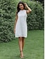 cheap Plain Dresses-Women&#039;s Lace Dress Mini Dress Lace Patchwork Streetwear Crew Neck White Color