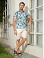 رخيصةأون قميص هاواي للرجال-رجالي قميص غير رسمي قميص صيفي قميص الشاطئ قميص هاواي أحمر أزرق أخضر كم قصير زهرة / نباتات Lapel للربيع والصيف ستايل هاواي مناسب للعطلات ملابس طباعة