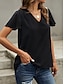 abordables Tops básicos de mujer-Camisa Blusa Mujer Negro Blanco Plano Sexy Calle Diario Moda Escote en Pico Ajuste regular S