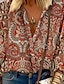 tanie Bluzki i koszule damskie-Damskie Koszula Bluzka W Tureckie Wzory Guzik Nadruk Codzienny Moda Długi rękaw Stójka Rumiany róż Wiosna i jesień