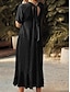 cheap Plain Dresses-Women&#039;s Casual Dress Midi Dress Pocket Vacation Basic Casual V Neck Short Sleeve Black Wine Blue Color