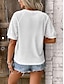 preiswerte Basic-Damenoberteile-T Shirt Damen Weiß Glatt Spitze Strasse Täglich Modisch Rundhalsausschnitt Regular Fit S