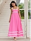 cheap Plain Dresses-Women&#039;s A Line Dress Maxi Dress Lace Trim Elegant Spaghetti Strap Sleeveless Pink Color
