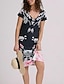 abordables Vestidos estampados-Mujer Floral Estampado Escote en Pico Mini vestido Diario Cita Manga Corta Verano Primavera