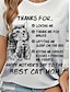 tanie T-shirty damskie-Damskie Podkoszulek Zwierzę Kot Psy Codzienny Elegancki Krótki rękaw Półgolf Biały Lato