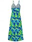 baratos Vestidos Estampados-Mulheres Vestido casual Vestido Swing Vestido A Line Floral Folha Frente Única Imprimir Com Alças Vestido Longo Vestido Maxi Havaiana Casual Diário Férias Sem Manga Verão