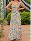 cheap Print Dresses-Women&#039;s Casual Dress Swing Dress A Line Dress Floral Leaf Backless Print Strap Long Dress Maxi Dress Hawaiian Casual Daily Vacation Sleeveless Summer
