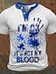 halpa miesten henley t-paita-Kirjain Graafiset tulosteet käsissä Muoti Perus Vapaa-aika Miesten 3D-tulostus Henley-paita Graafiset T-paidat Vintage paita ulko- Päivittäin Bile T-paita Musta Valkoinen Sininen Lyhythihainen Henley