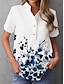 preiswerte Blusen und Hemden für Damen-Damen Hemd Bluse Blumen Punkt Taste Tasche Bedruckt Täglich Brautkleider schlicht Kurzarm V Ausschnitt Weiß Sommer