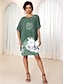 voordelige Jurken met print-Dames Chiffon Tank-jurk Bloemig Afdrukken Strakke ronde hals Halflange jurk Elegant Formeel Feest Mouwloos Zomer