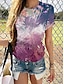 cheap Women&#039;s T-shirts-Women&#039;s T shirt Tee Graphic Print Daily Weekend Fashion Short Sleeve Round Neck Navy Blue Summer