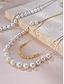 cheap Accessories For Women-Chic Dual-Layer Gold Pearl Necklace with Spiral Chain Detail - Elegant Stainless Steel Jewelry