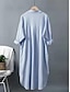 cheap White Casual Dresses-Women&#039;s White Dress Shirt Dress Cotton Linen Dress Midi Dress Office Vacation Linen Basic Casual Shirt Collar Button Long Sleeve Summer Spring Loose Fit Plain