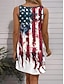 abordables Robe du Jour de l'Indépendance-Robe mini patriotique pour femmes pour le jour de l'Indépendance robe petite robe d'été robe décontractée pour les vacances plage ajustement régulier drapeau sans manches col rond blanc