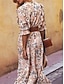 cheap Print Dresses-Women&#039;s Casual Dress A Line Dress Floral Print V Neck Long Dress Maxi Dress Stylish Casual Daily Date Half Sleeve Summer