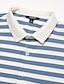 cheap Classic Polo-Men&#039;s Shirt Striped Horizontal Stripes Casual Cable Knit Polo Short Sleeve Outdoor Causal Casual Summer Print Turndown Black Blue Micro-elastic 48% cotton, 48% polyester, 4% spandex