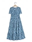 Χαμηλού Κόστους Print Φορέματα-Γυναικεία Σιφόν Φόρεμα σε γραμμή Α Ditsy Floral Σε επίπεδα Λαιμόκοψη V Μακρύ φόρεμα Χαβανέζα Στυλάτο Διακοπές Κοντομάνικο Καλοκαίρι