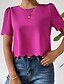 preiswerte Damen Einfache Oberteile-Hemd Bluse Damen Pudriges Rosa Blau Orange Glatt Sexy Strasse Täglich Modisch Rundhalsausschnitt Regular Fit S