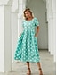 cheap Print Dresses-Women&#039;s Floral Polka Dot Pocket Print Crew Neck Midi Dress Daily Date Short Sleeve Summer Spring