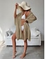 preiswerte Blusenkleider-Damen Weißes Kleid blusenkleid Minikleid Urlaub Strand Baumwolle Basic Modern Hemdkragen Taste Langarm Sommer Frühling Lockere Passform Glatt