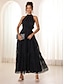 ieftine rochii simple-Pentru femei Rochii Tricot Rochie Maxi Plasă Elegant Epocă Gâtul halter Fără manșon Negru Culoare