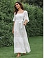olcso sima ruhák-Női Fehér csipke esküvői ruha Maxiruha Sleeve-vel Elegáns V-alakú Féhosszú Fehér Szín