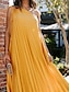 cheap Plain Dresses-Women&#039;s Casual Dress Midi Dress Pleated Vacation Streetwear Basic One Shoulder Sleeveless Yellow Blue Color