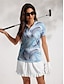 olcso Női golfruházat-Női POLO trikó golfruhák Kék Rövid ujjú Napvédő UV Napvédelem Könnyű Póló Felsők Virágos Női golffelszerelések ruhák ruhák, ruházat