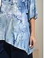 ieftine Bluze &amp; Cămăși Damă-Pentru femei Bluză Floral Zilnic Zilnic Casual Manșon Jumate Stil Nautic Albastru Prăfuit Vară Primăvară