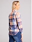 abordables Blusas y camisas de mujer-Mujer Camisa Blusa Plaid Botón Estampado Casual Elegante Vintage Moda Manga Larga Cuello Camisero Naranja Primavera Otoño