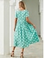 cheap Print Dresses-Women&#039;s Floral Polka Dot Pocket Print Crew Neck Midi Dress Daily Date Short Sleeve Summer Spring