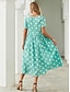 cheap Print Dresses-Women&#039;s Floral Print Crew Neck Midi Dress Daily Date Short Sleeve Summer Spring