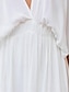 preiswerte schlichte Kleider-Damen Casual kleid Maxidress Chiffon Rückenfrei Gespleisst Verabredung Urlaub Strassenmode Maxi V Ausschnitt Halbe Ärmel Weiß Gelb Rote Farbe