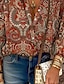 baratos Blusas e Camisas de mulher-Mulheres Camisa Social Blusa Estampado Cashemere Casual Botão Imprimir Rosa Manga Longa Moda Colarinho Clerical Primavera &amp; Outono