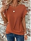 preiswerte Blusen und Hemden für Damen-Damen Bluse Verknotet Täglich Urlaub Ausgehen Elegant Böhmen Kurzarm Rundhalsausschnitt Orange Sommer
