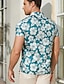 cheap Floral Print-Men's Tropical Flowers Flower / Plants Summer Shirt Casual Shirt Beach Shirt Short Sleeve Shirt Lapel Fashion Classic Casual Beach Vacation Hawaiian Red Blue Green S M L