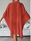 preiswerte Blusenkleider-Damen Weißes Kleid blusenkleid Minikleid Urlaub Strand Baumwolle Basic Modern Hemdkragen Taste Langarm Sommer Frühling Lockere Passform Glatt