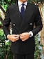 お買い得  スーツ-ブラック レッド ダークグリーン 男性用 結婚式 スーツ ソリッド 2点セット ビジネス 作業服 テイラーフィット ダブルブレスト ６ボタン 2024年