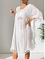 baratos Vestidos de renda branca-Mulheres Minivestido Vestido branco Vestido de renda Camisetão Vestido de verão Roupa de rua Básico Casual Férias Rua Feriado Normal Manga 3/4 Gola Redonda Preto Branco Azul Laranja Verão