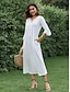 ieftine rochii simple-Pentru femei Rochie albă Rochii Midi Zdrobit Plisată Elegant În V Manșon Jumate Alb Culoare