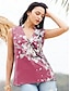ieftine Bluze &amp; Camisole Damă-Pentru femei Bluză Floral Imprimeu Casual Concediu Modă Fără manșon În V Roșu-aprins Vară