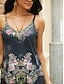 ieftine Bluze &amp; Camisole Damă-Pentru femei Bluză Floral Casual Concediu Imprimeu Negru Fără manșon Tunici De Bază În V