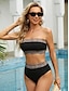 abordables Conjuntos de bikini-Mujer Bañadores Bikini 2 piezas Traje de baño Espalda al Aire Sexy Estampado Bandeau Sin Tirantes Leopardo Sin Tirantes Design Sensual Trajes de baño
