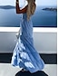cheap Plain Dresses-Women&#039;s Casual Dress Maxi Dress Ruffle Date Vacation Streetwear Maxi Strap Sleeveless Black Red Apricot Color